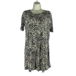 Soma Short Sleeve Animal Printed Soft Jersey Mini Dress Brown Black Size S